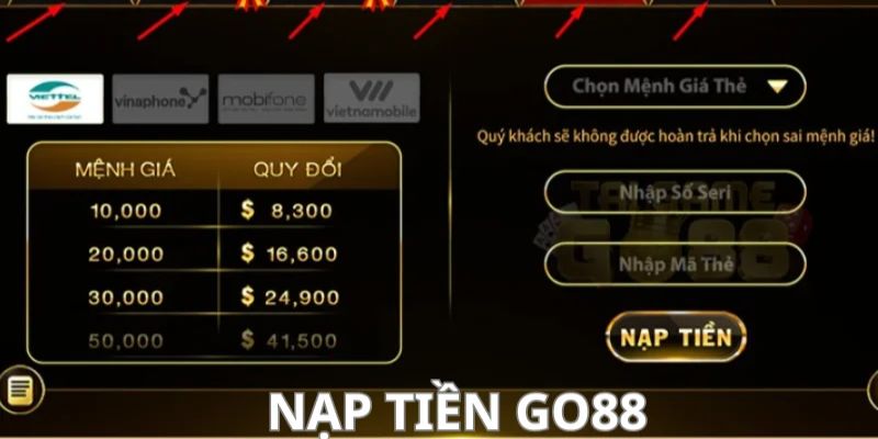 Hình thức nạp tiền GO88 đang được nhiều người chơi ưa chuộng