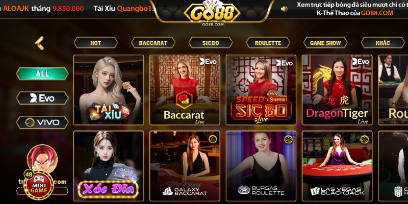 Casino Go88 cá cược thăng hoa cùng dealer sexy