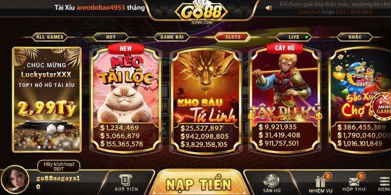 Slots Go88 chơi vui nhộn săn vàng mỏi tay